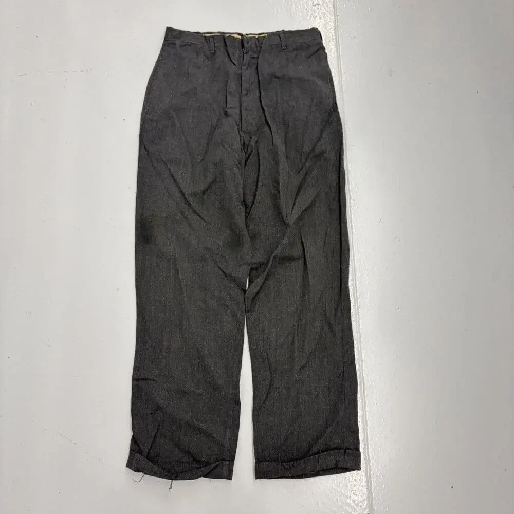 Vintage 50s Champ Black Drop Loop Wool Trousers 30x30